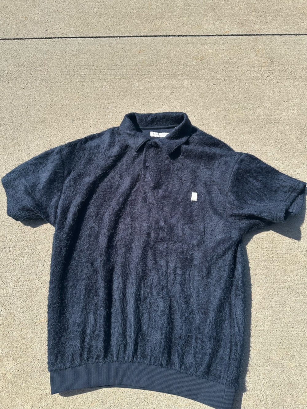 Cozy Navy Textured Short Sleeve Sweater
